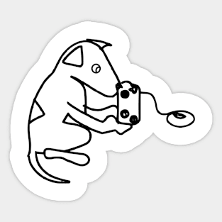 Cute Line Drawing of a Dog Playing Video Games Sticker